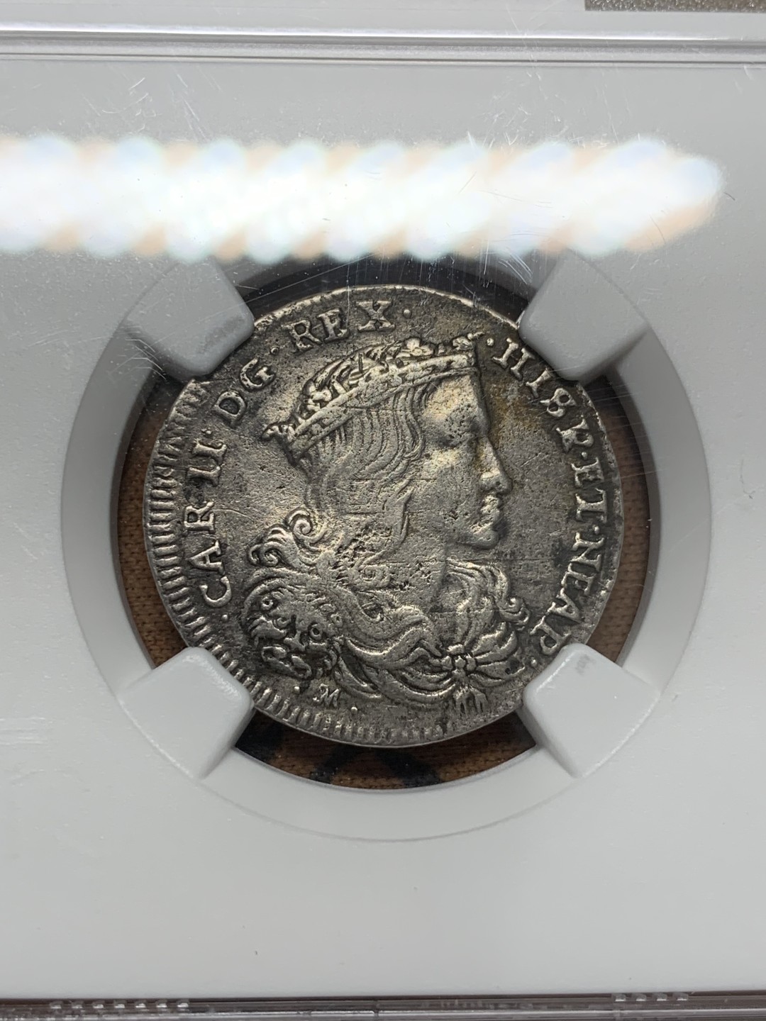 《竞宝斋》第109场-周日，周一 ，周四3场连拍（全场包邮） NGC-XF1692年意大利那不勒斯王国西班牙卡罗二世20格兰纳银币 极少品