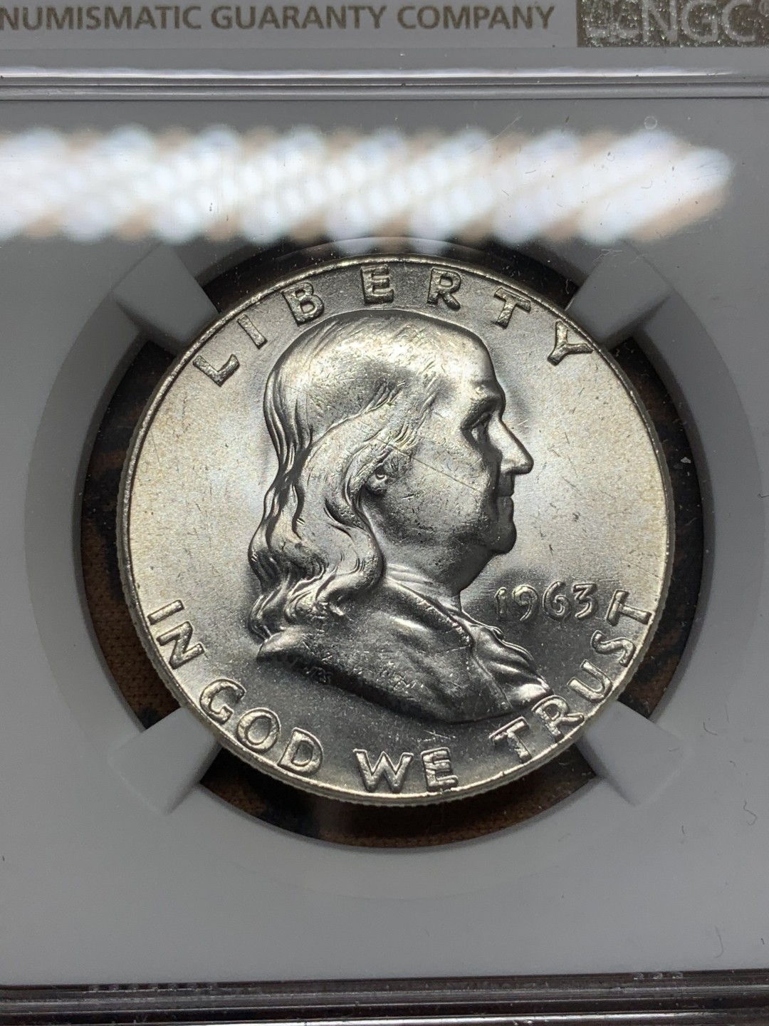 《竞宝斋》第109场-周日，周一 ，周四3场连拍（全场包邮） NGC-MS63 美国 富兰克林 1963 半美元 银币