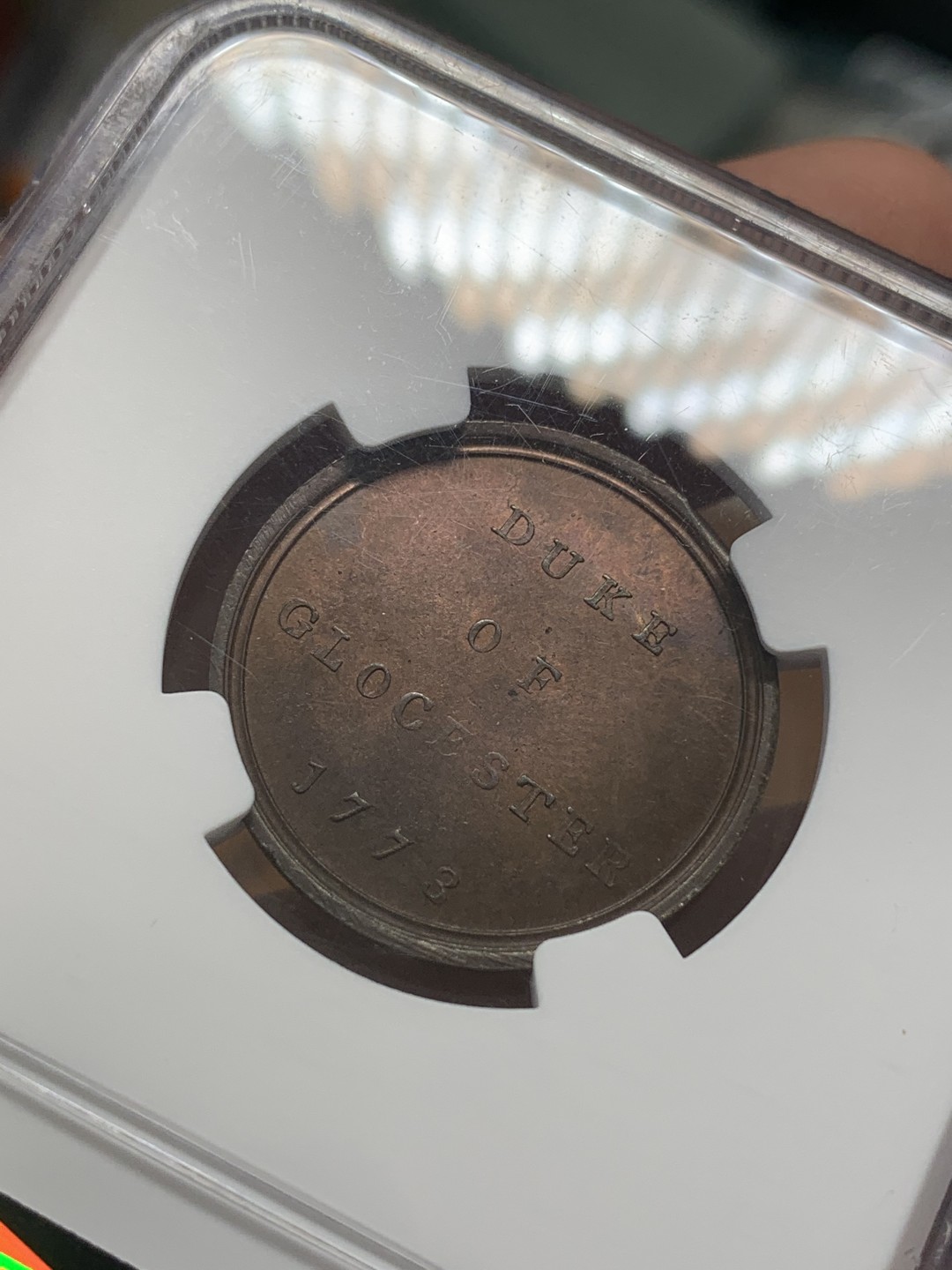 《竞宝斋》第109场-周日，周一 ，周四3场连拍（全场包邮） NGC MS65RB 英国 1773年 历史人物 纪念铜章之格罗斯特大公