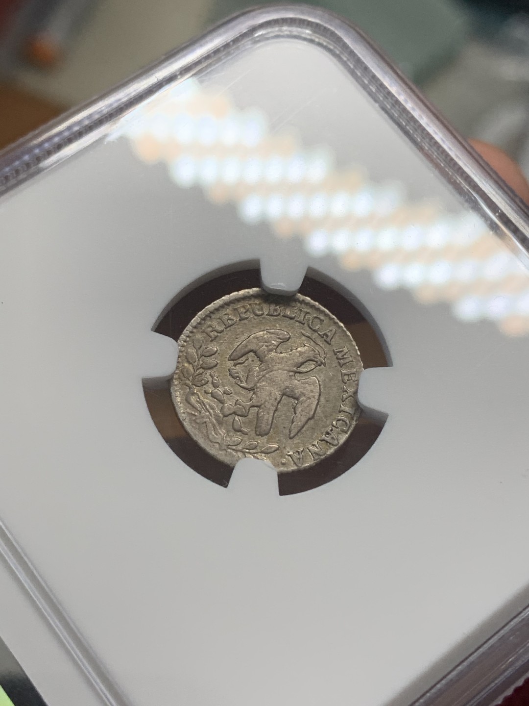 《竞宝斋》第109场-周日，周一 ，周四3场连拍（全场包邮） NGC-XF 墨西哥1857年 1/2R小鹰洋银币 中期年份 能上XF已经是品好的了