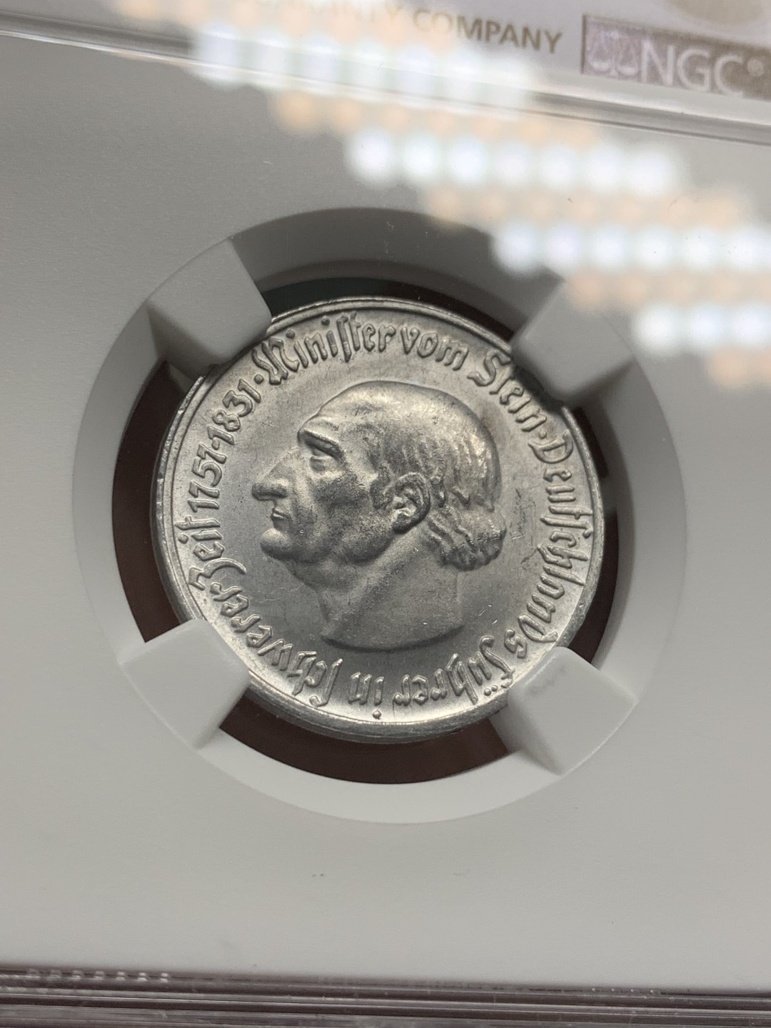 《竞宝斋》第109场-周日，周一 ，周四3场连拍（全场包邮） NGC MS63 1923年德紧马币25万马克铝币