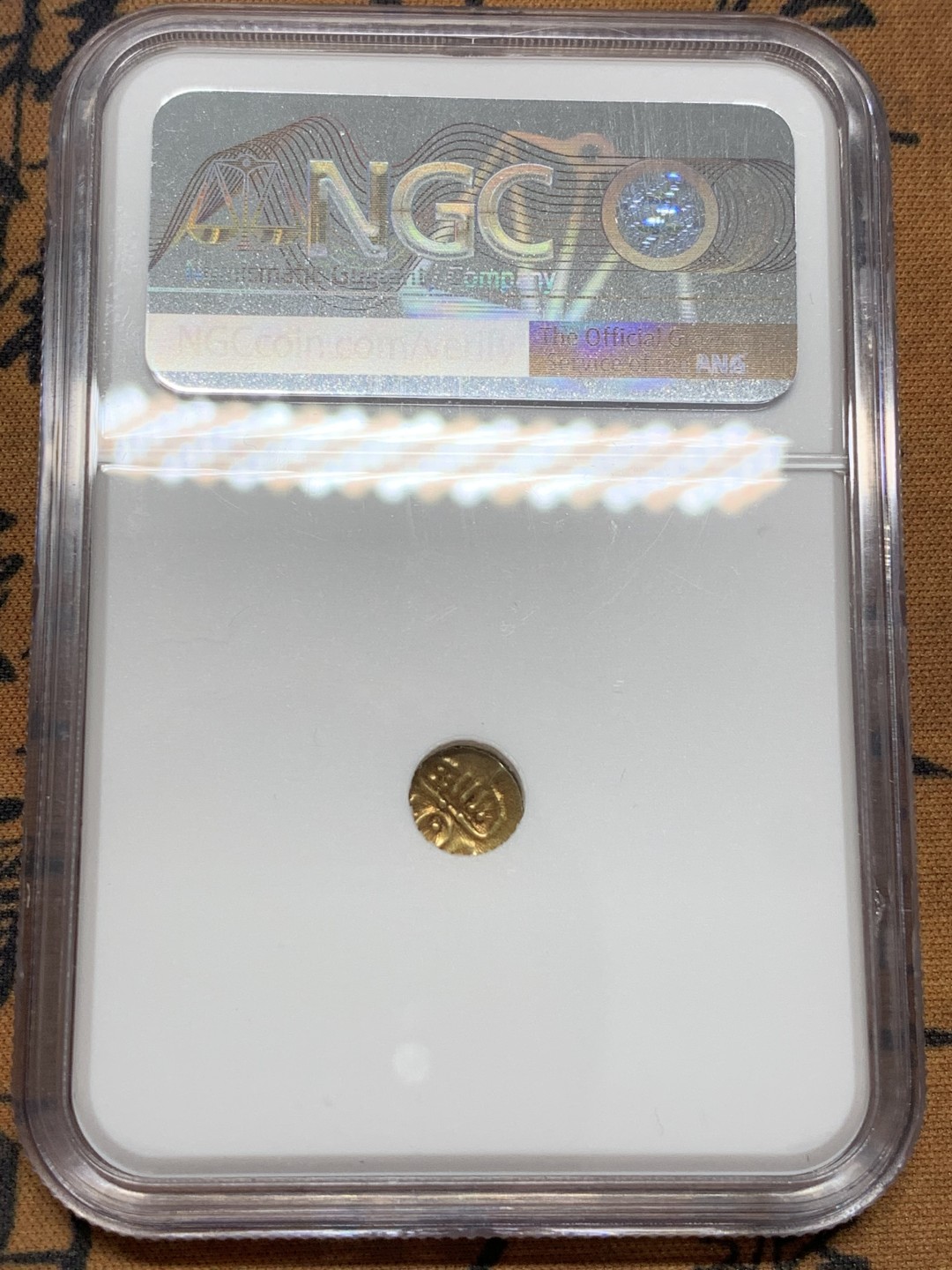 《竞宝斋》第109场-周日，周一 ，周四3场连拍（全场包邮） NGC-AU58 印度克钦邦1795年 FANAM法兰金币 早期金币 小金豆 非常可爱