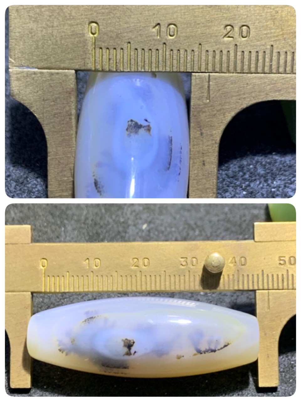 精美马达加斯加草花纹海洋玉髓桶珠一颗，