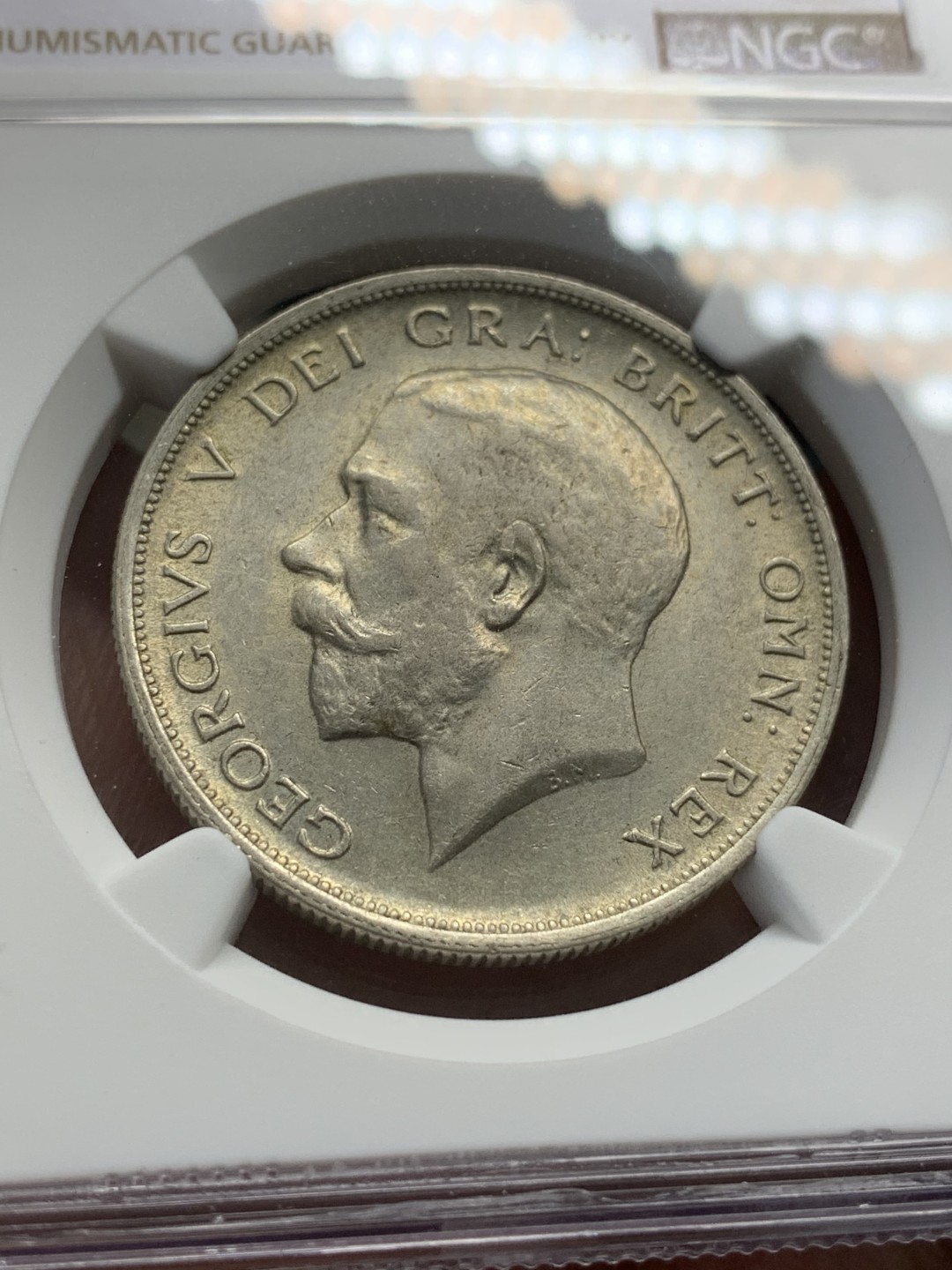 《竞宝斋》第109场-周日，周一 ，周四3场连拍（全场包邮） NGC-AU58 英国 1920乔治五世半克朗 半银的首年份 黄油包浆性价比高