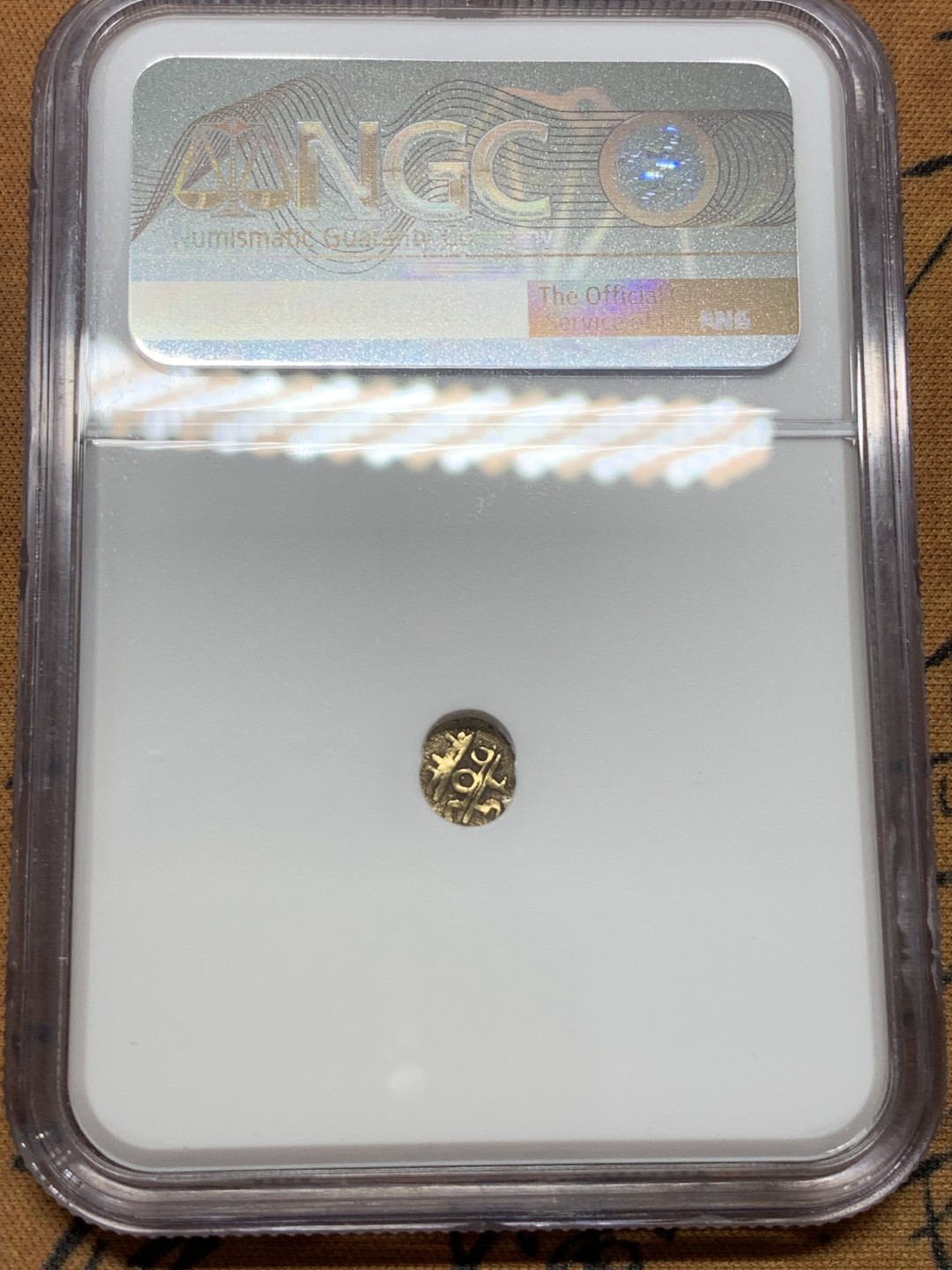 《竞宝斋》第109场-周日，周一 ，周四3场连拍（全场包邮） NGC-AU50 印度1638年 迈索尔FANAN金币 稀少品种