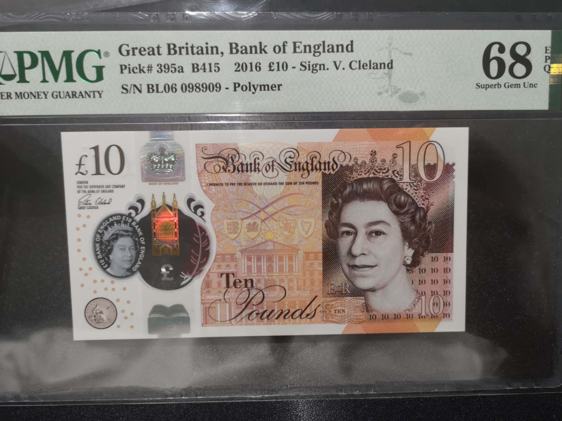 《外钞收藏家》第二百一十二期 2016年英国最新版10镑 PMG68 无47靓号