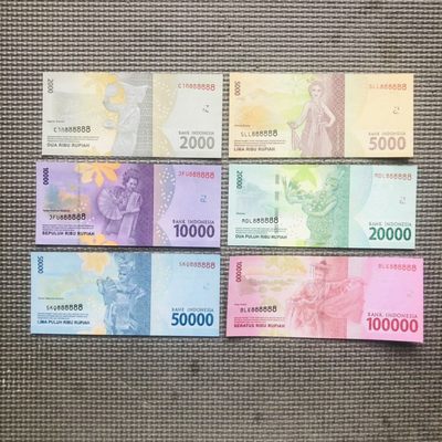 52nd ￥￥ 亚洲的塑料钞和纸钞 - 印度尼西亚2019-2021年2000-10000卢比纸钞，全同号888888，低于成本价