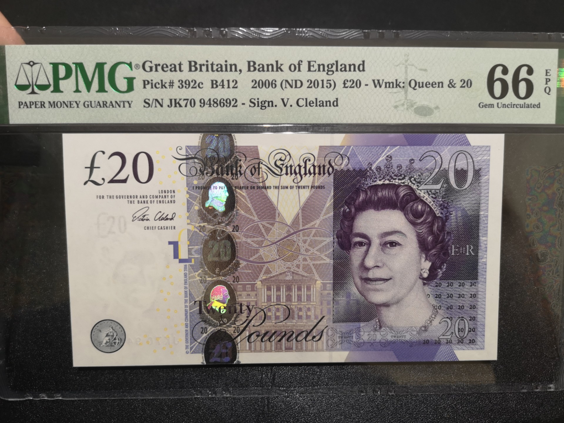 《外钞收藏家》第二百一十二期 2006年英国F序列20镑 PMG66