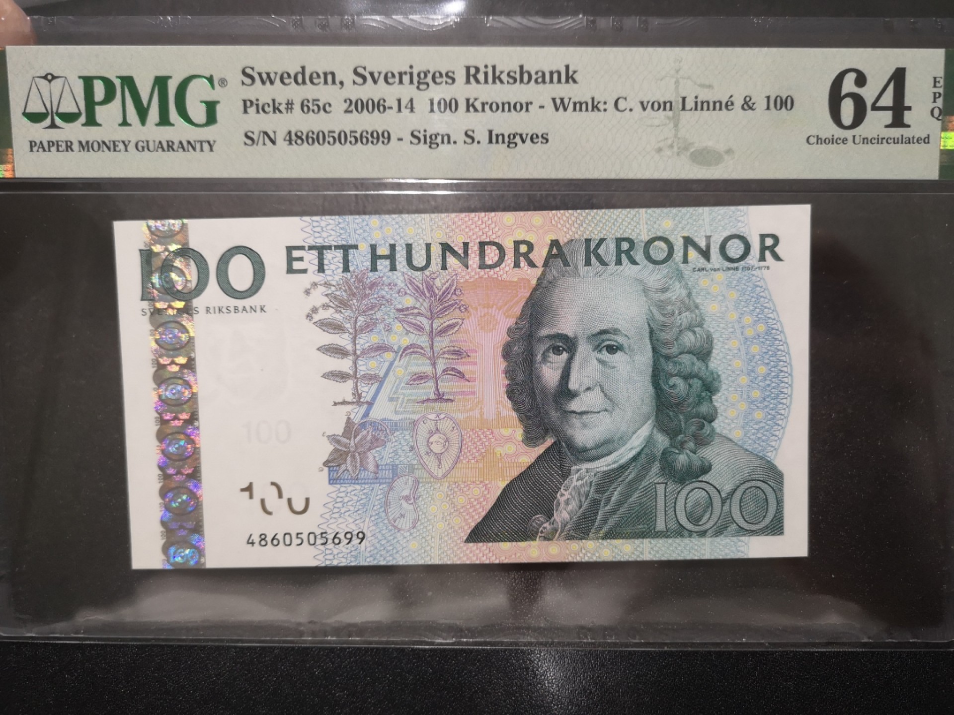 《外钞收藏家》第二百一十二期 2006-14年瑞典100克朗 PMG64E