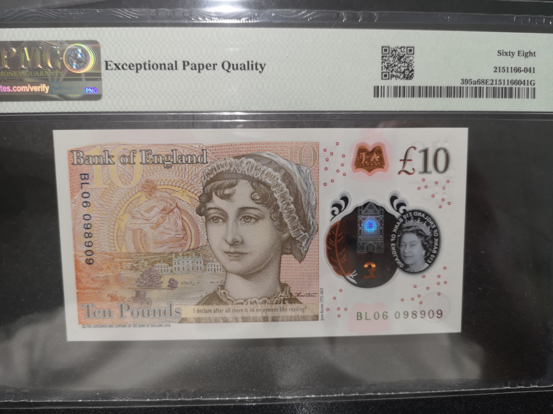 《外钞收藏家》第二百一十二期 2016年英国最新版10镑 PMG68 无47靓号