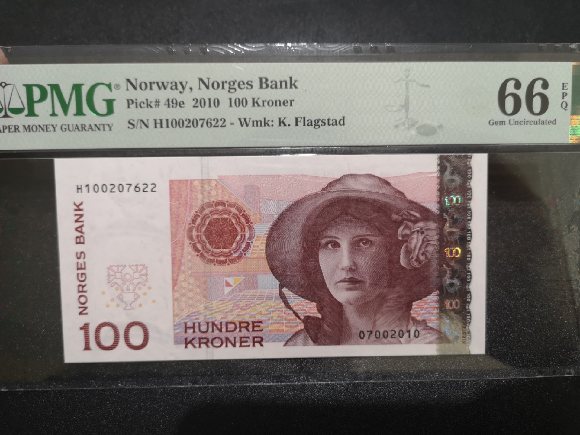 《外钞收藏家》第二百一十二期 2010年挪威100克朗 PMG66