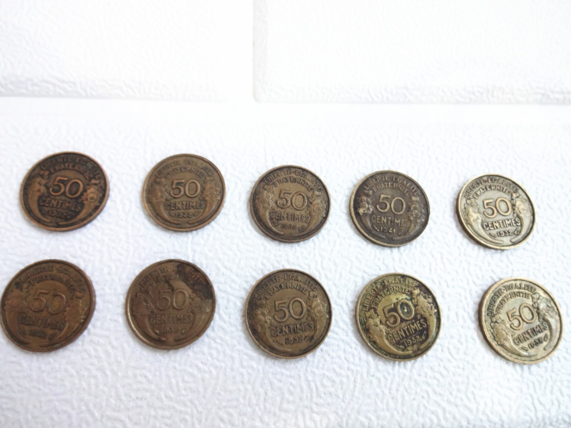 娃娃家-十月、第五场 法国 谷物女神50分黄铜币-10枚