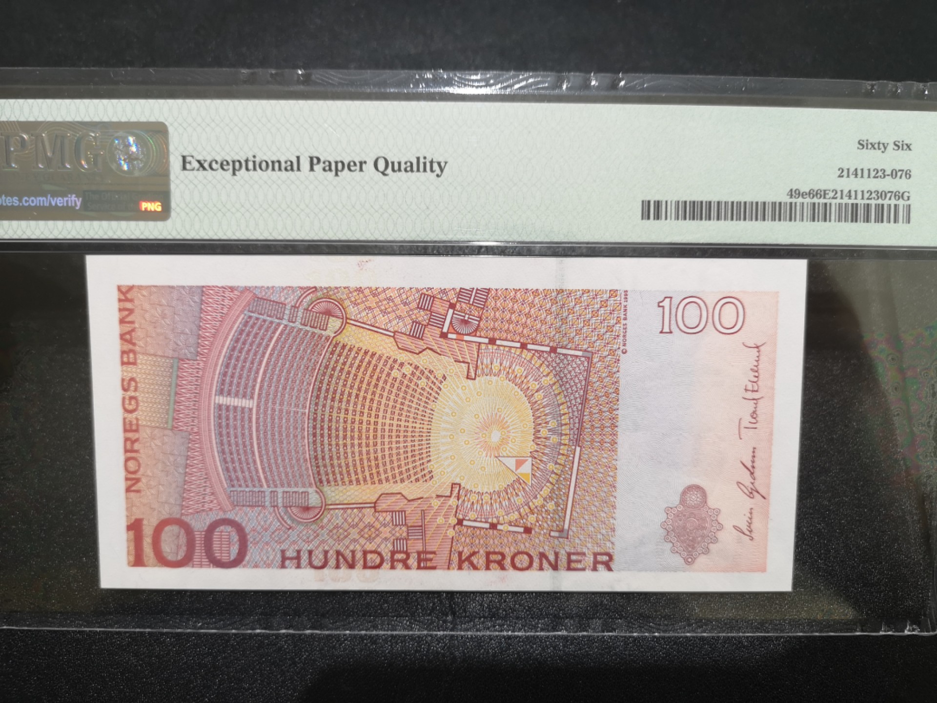 《外钞收藏家》第二百一十二期 2010年挪威100克朗 PMG66