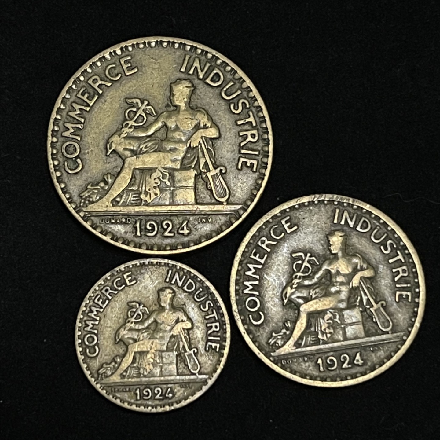 外国硬币0元起拍（17） 1924法国商务部50分1，2法郎