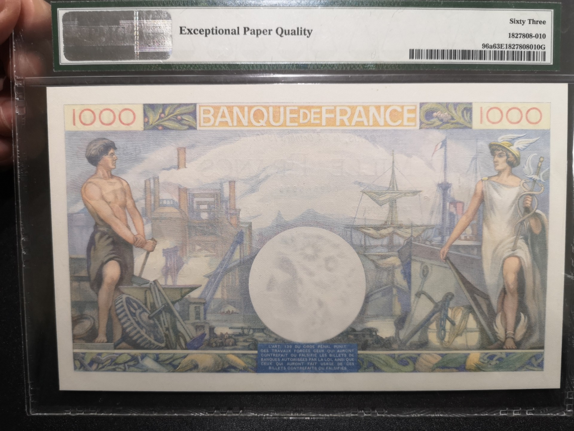 《外钞收藏家》第二百一十二期 1940年法国1000法郎 PMG63 精美大票幅