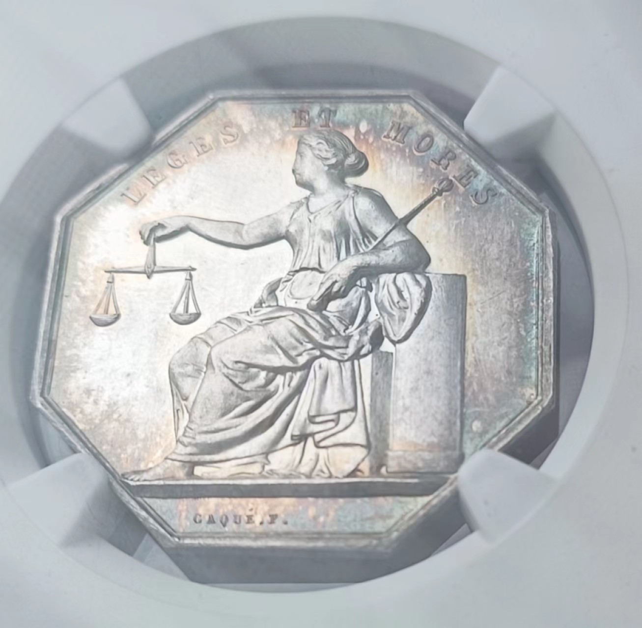 瓶子🏺第63期拍卖会 法国19世纪巴黎公证人公正女神JETON银质八角