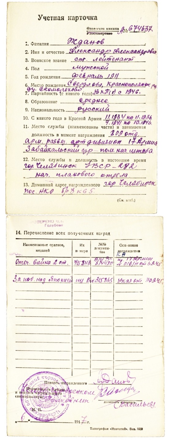 大猫徽章拍卖第206期 苏联对日作战二卫 好品带证 档案齐全