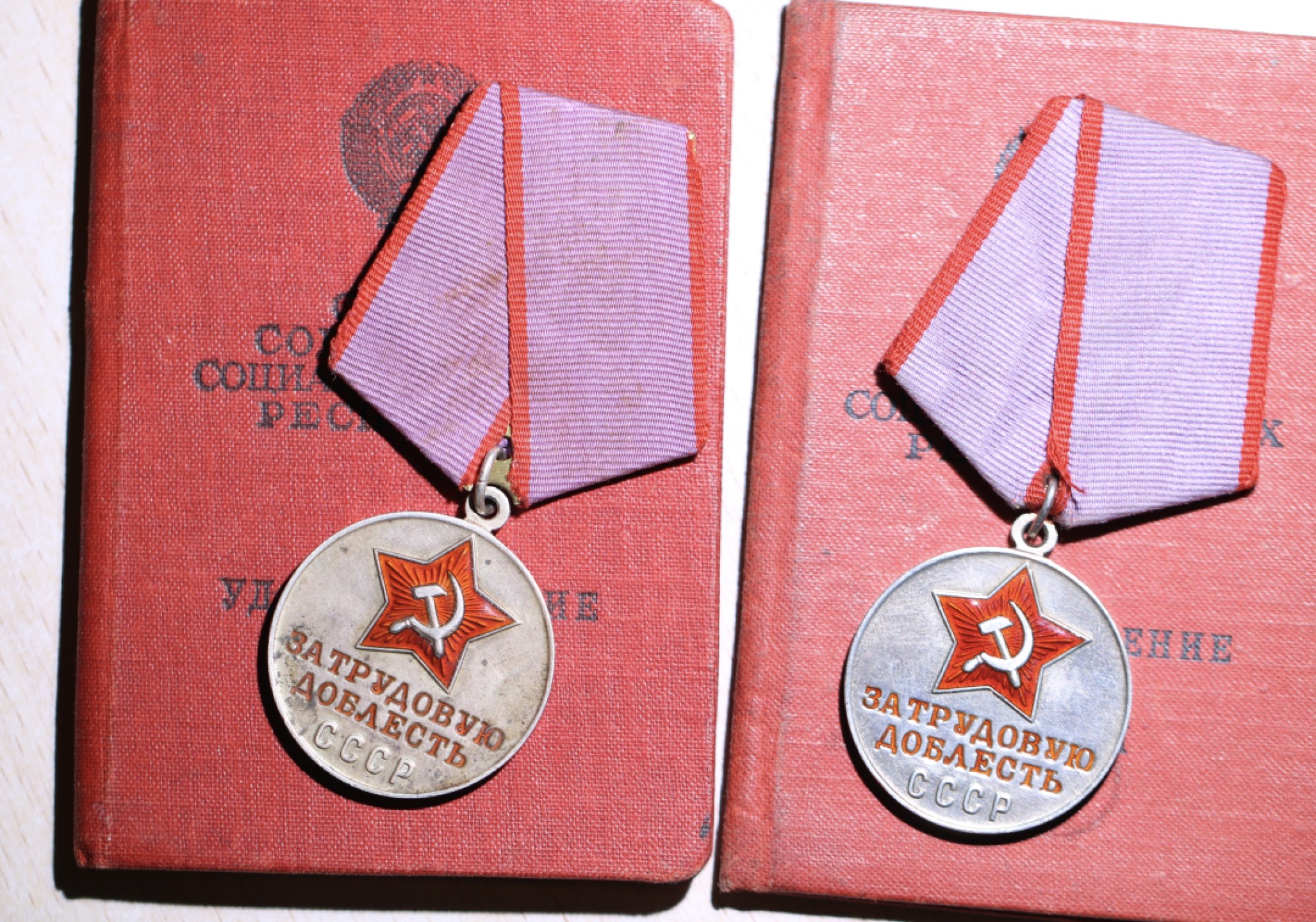 大猫徽章拍卖第206期 苏联劳动英勇一对 带证好品