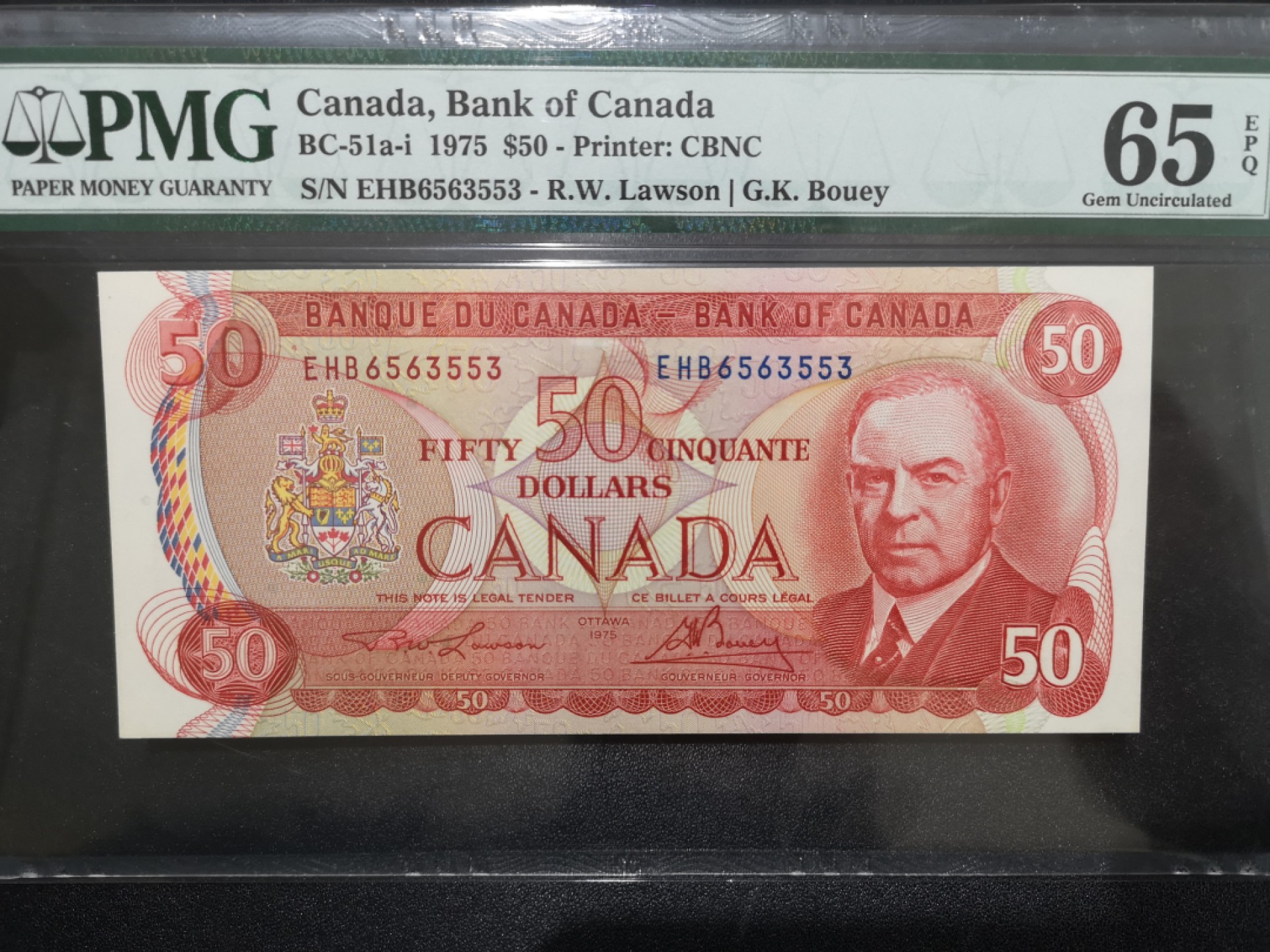 《外钞收藏家》第二百一十二期 1975年加拿大50加元 PMG65 无47