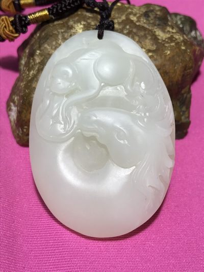 精品高玉化贝化玉雕刻马上封侯大吊坠（把件）一个， - 精品高玉化贝化玉雕刻马上封侯大吊坠（把件）一个，