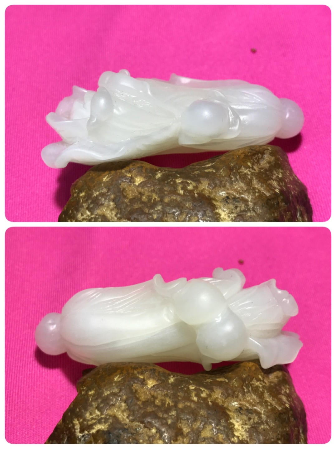 精品高玉化贝化玉雕刻白菜（百财）大吊坠（把件）一个，