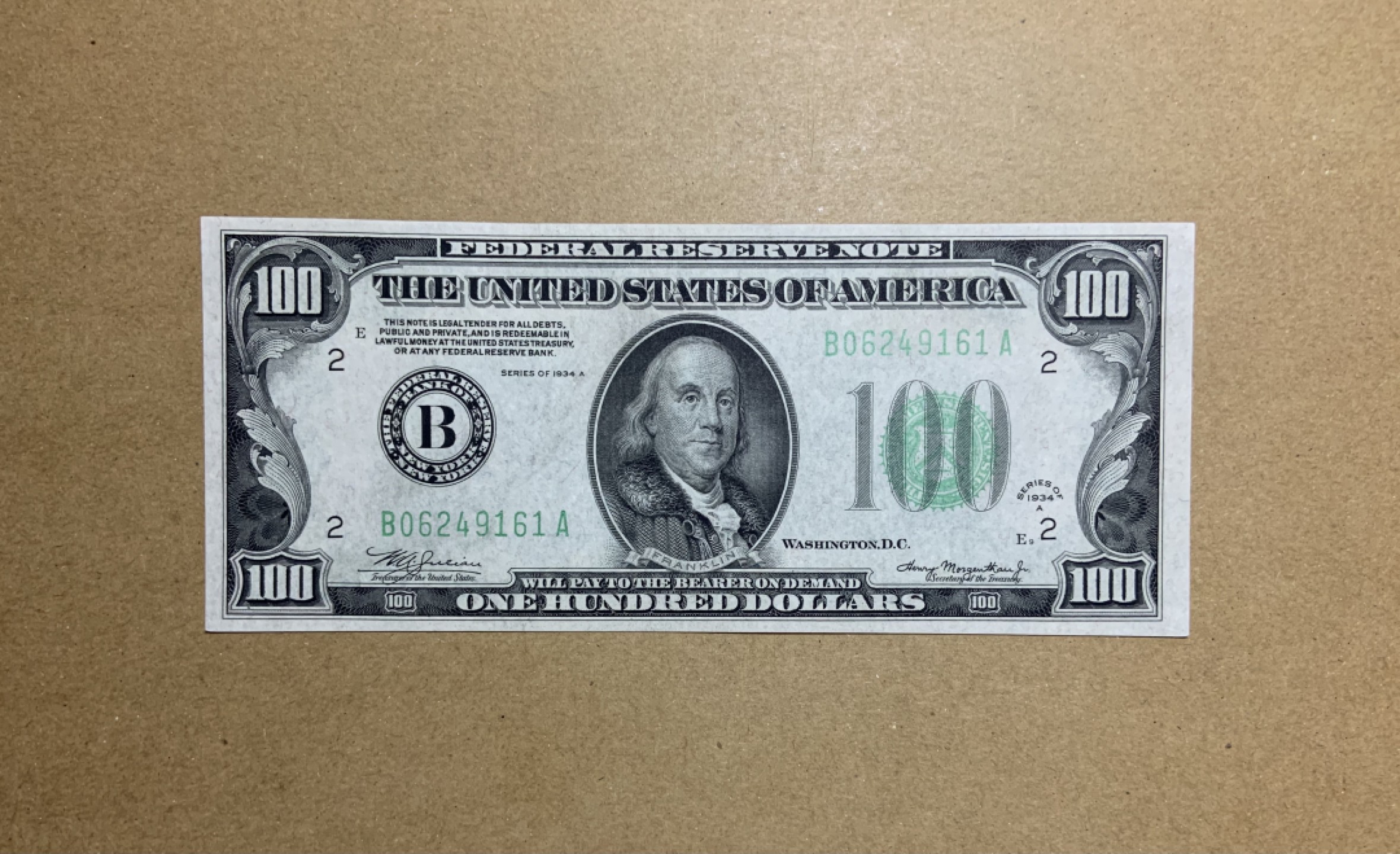 收藏联盟Quantum Auction 第202期拍卖 美国联邦储备券1934年100元 品相全新UNC 稀少绿库印