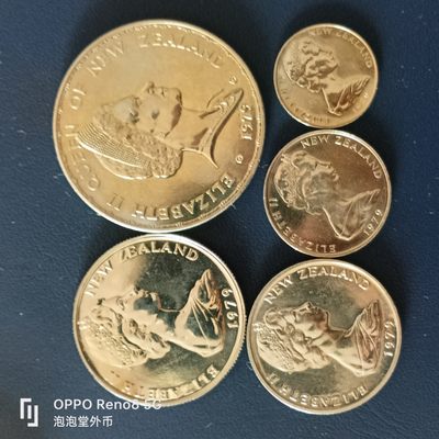 泡泡堂微拍第十五幕硬币，纸币，零佣金，零押金，满二十元包邮 - 精制79年新西兰5个套