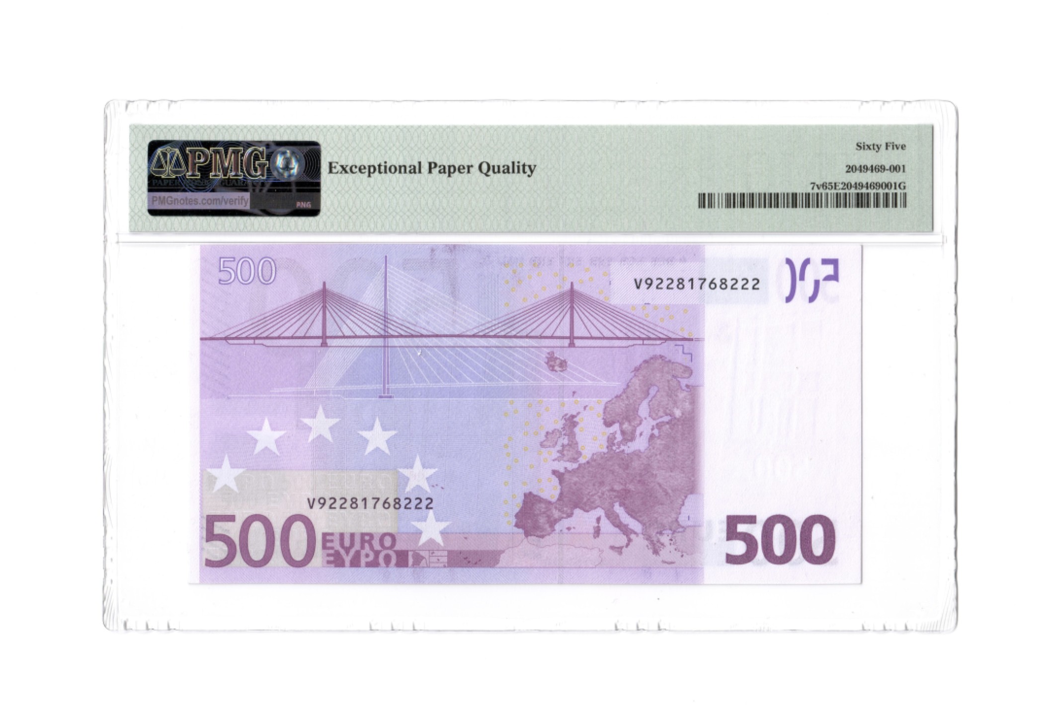 收藏联盟Quantum Auction 第202期拍卖 欧盟国家西班牙2002年500欧元 PMG65 第一签