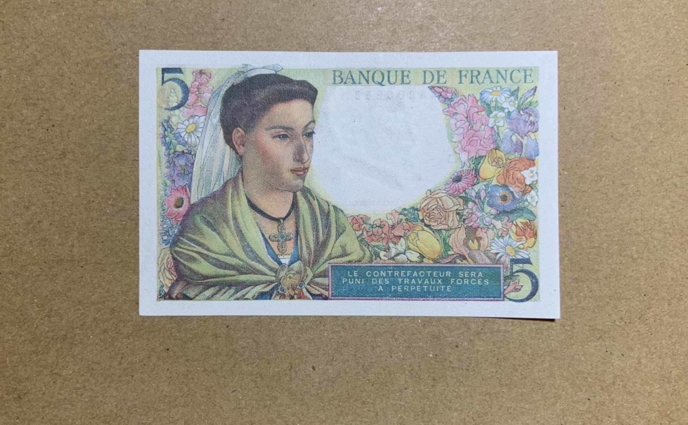 收藏联盟Quantum Auction 第202期拍卖 法国1943年5法郎 品相全新UNC 新娘子