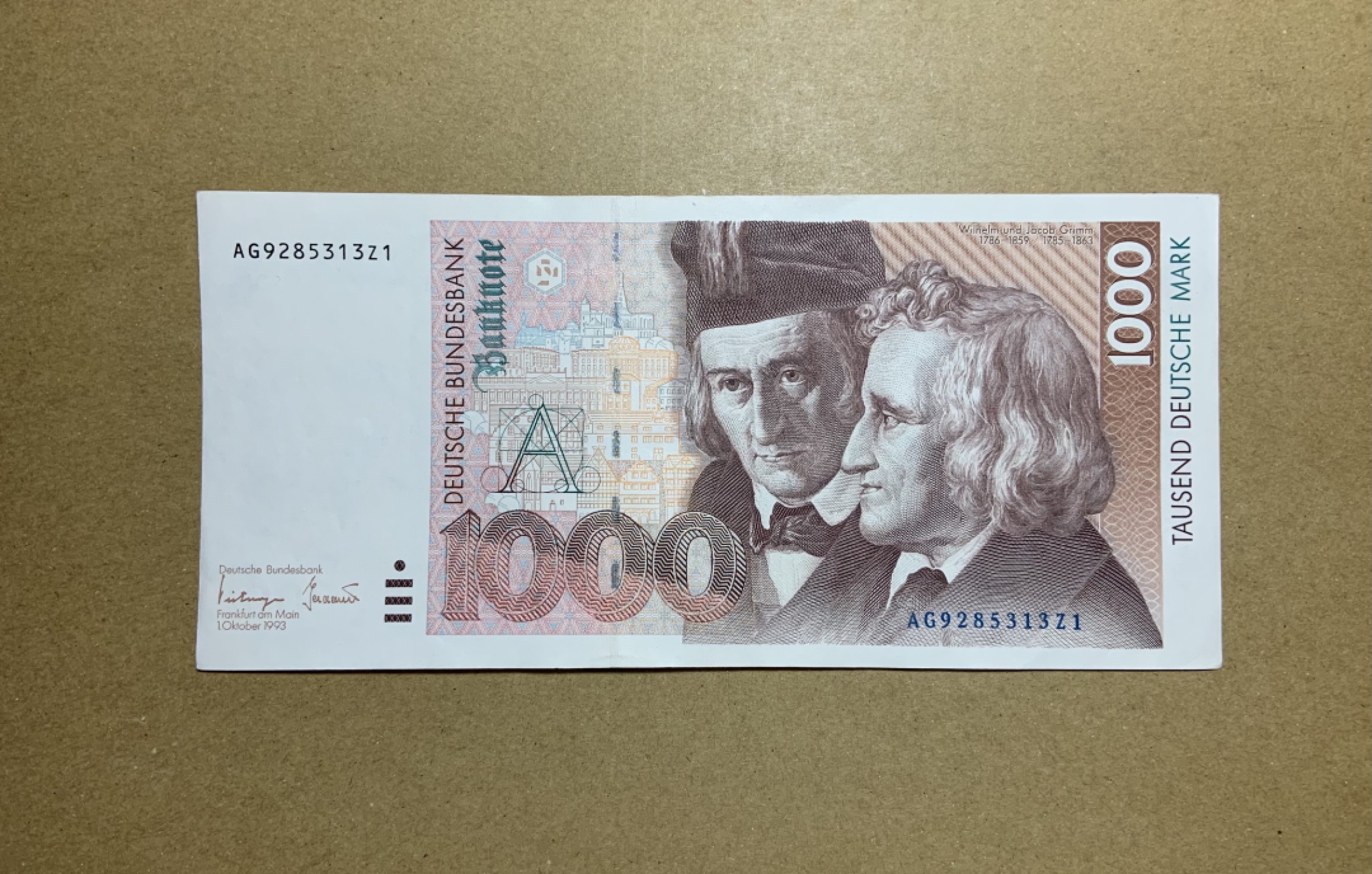 收藏联盟Quantum Auction 第204期拍卖 德国联邦1991年1000马克 品相AU 童话大师格林兄弟