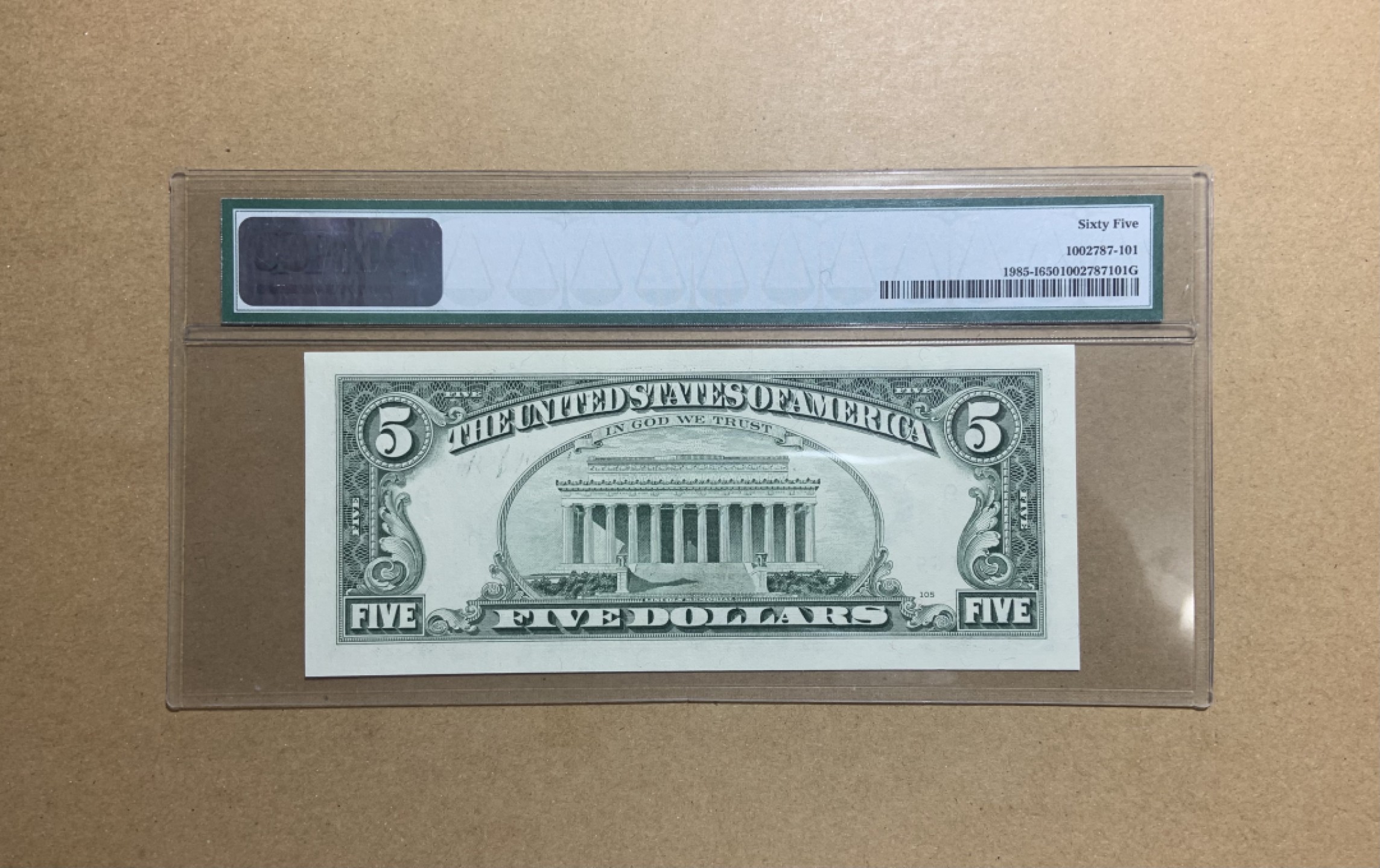 收藏联盟Quantum Auction 第202期拍卖 美国联邦储备券1995年5元 PMG65