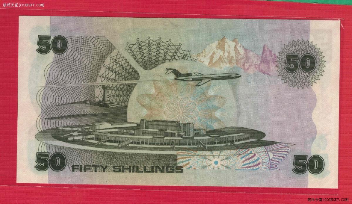 肯尼亚1980年50先令 非洲纸币 实物如图 UNC