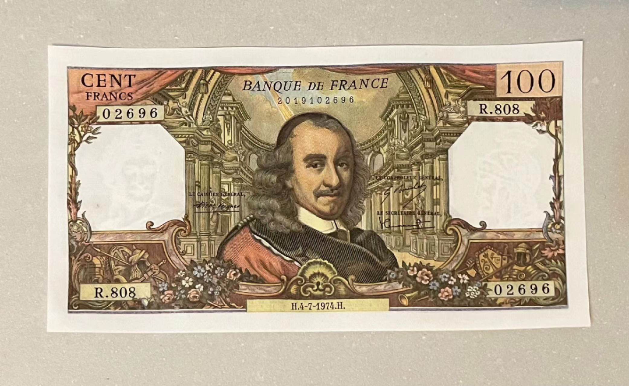 【Blue Auction】✨世界纸币精拍第243期——小双十一专场  【无47】法国 1974年100法郎 高乃伊 UNC-