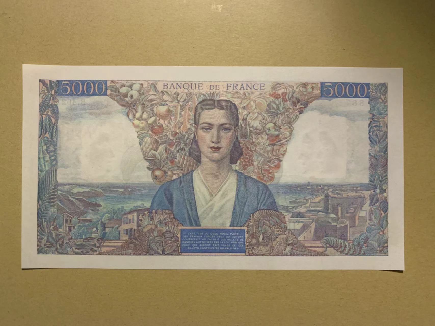 【Blue Auction】✨世界纸币精拍第243期——小双十一专场  法国 1945年5000法郎 大团结UNC-