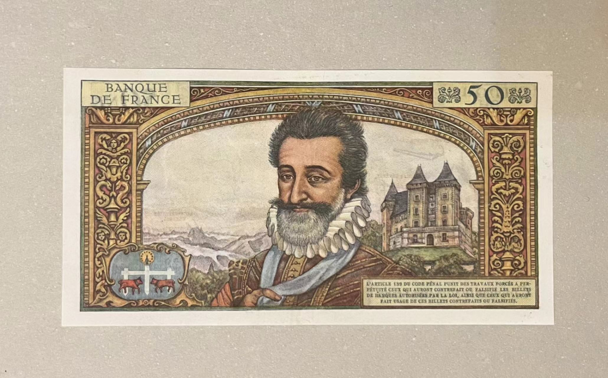 【Blue Auction】✨世界纸币精拍第243期——小双十一专场  法国 1959年50新法郎 亨利 AU品相