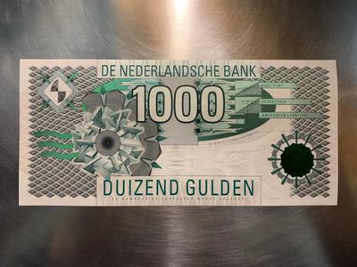 【Blue Auction】✨世界纸币精拍第243期——小双十一专场  - 荷兰 1994年1000盾 最高值 大齿轮 全新UNC 精美