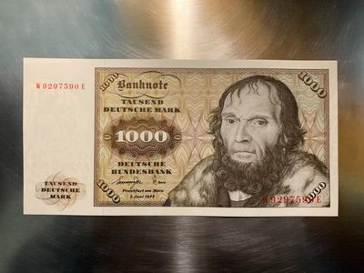 【Blue Auction】✨世界纸币精拍第243期——小双十一专场  - 德国 1977年1000马克 经典舍那 全新UNC 雕刻精美
