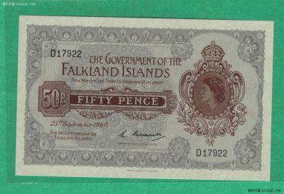 福克兰群岛1969年50便士 克劳斯P-10 美洲纸币 实物图 UNC  - 福克兰群岛1969年50便士 克劳斯P-10 美洲纸币 实物图 UNC 