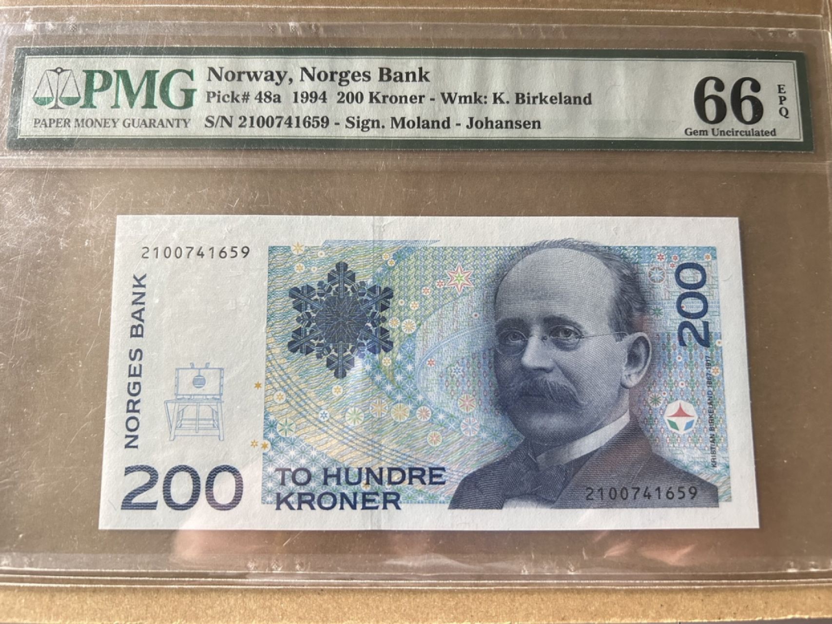 收藏联盟Quantum Auction 第204期拍卖 挪威1994年200克朗 PMG66 初版首发年份