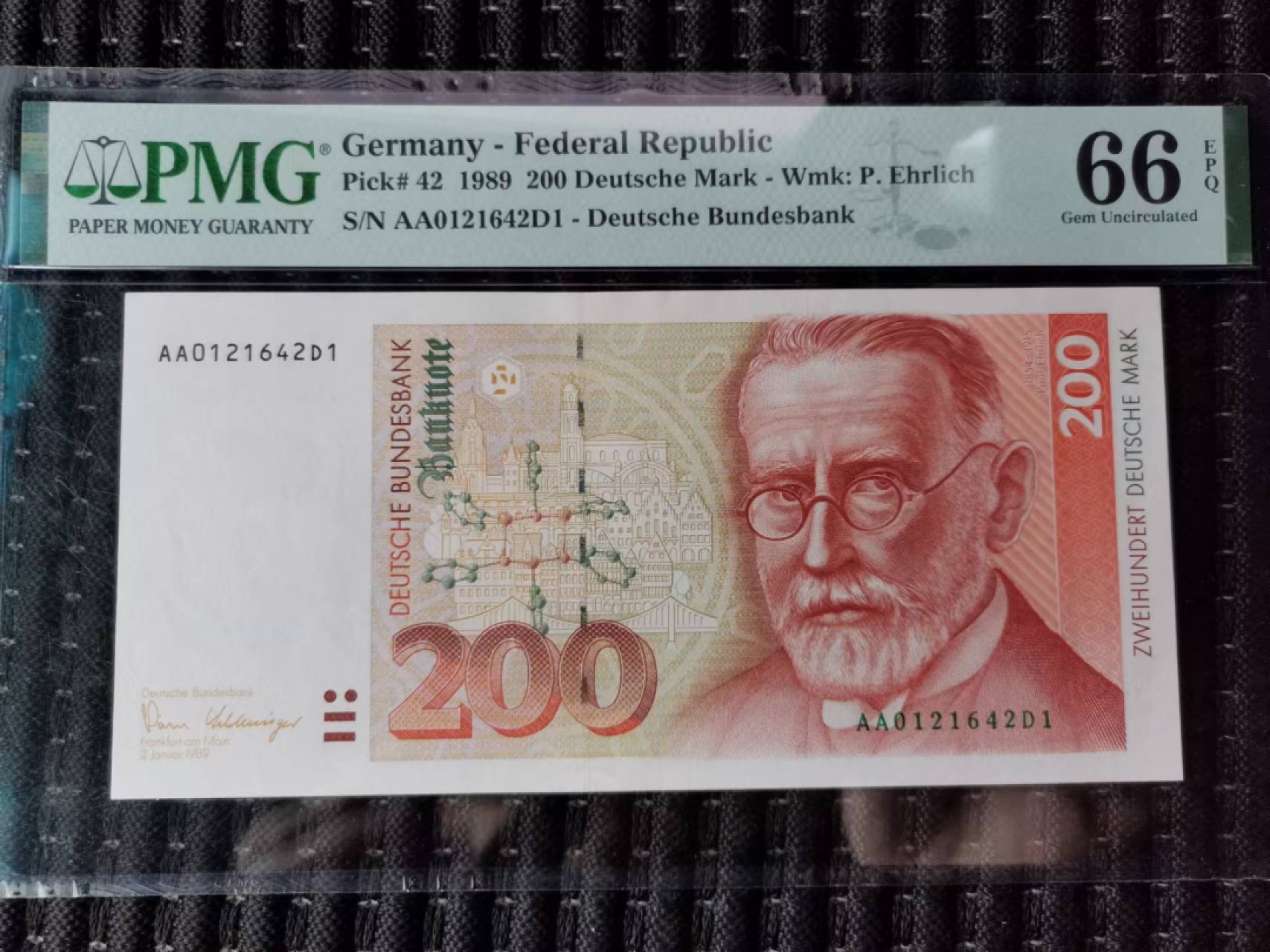 【Blue Auction】✨世界纸币精拍第243期——小双十一专场  【AA】德国 1989年200马克 PMG66EPQ 