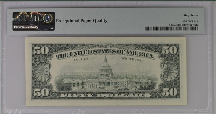 收藏联盟Quantum Auction 第202期拍卖 美国1993年联邦储备券50元 PMG67 格兰特总统