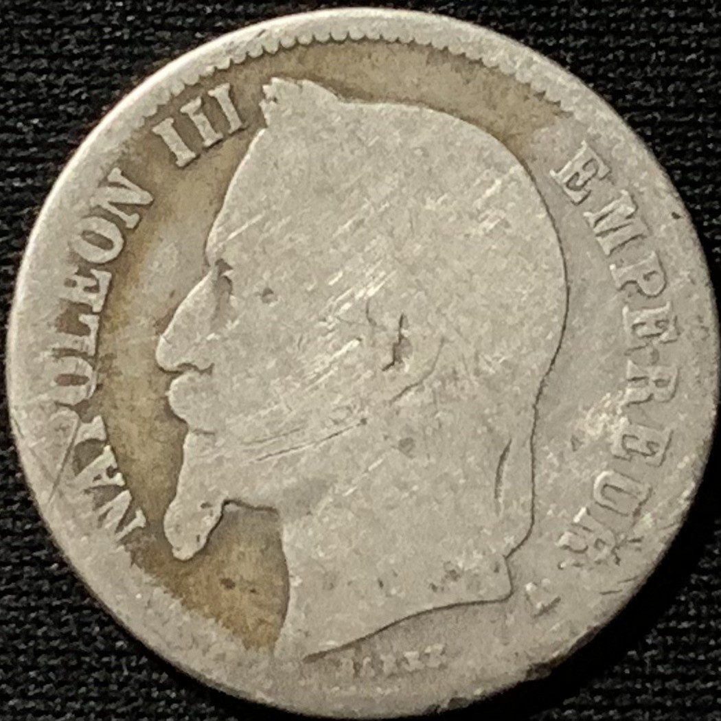 紫瑗钱币——第244期拍卖 法国 186X年 拿破仑三世 1法郎 5克 0.835银