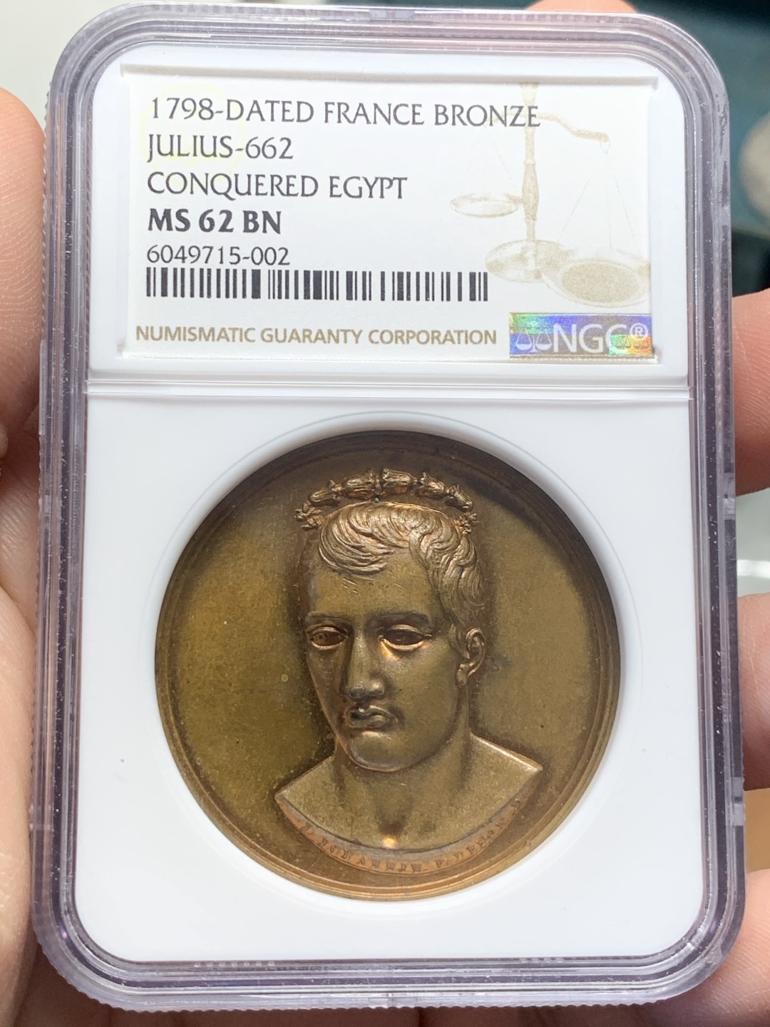 《竞宝斋》第111场-周日，周一 ，2场连拍（全场包邮） NGC-MS62 1798年 拿破仑远征埃及 JULIUS目录原铸 光泽温润 拿皇双驼战车东西方元素交融