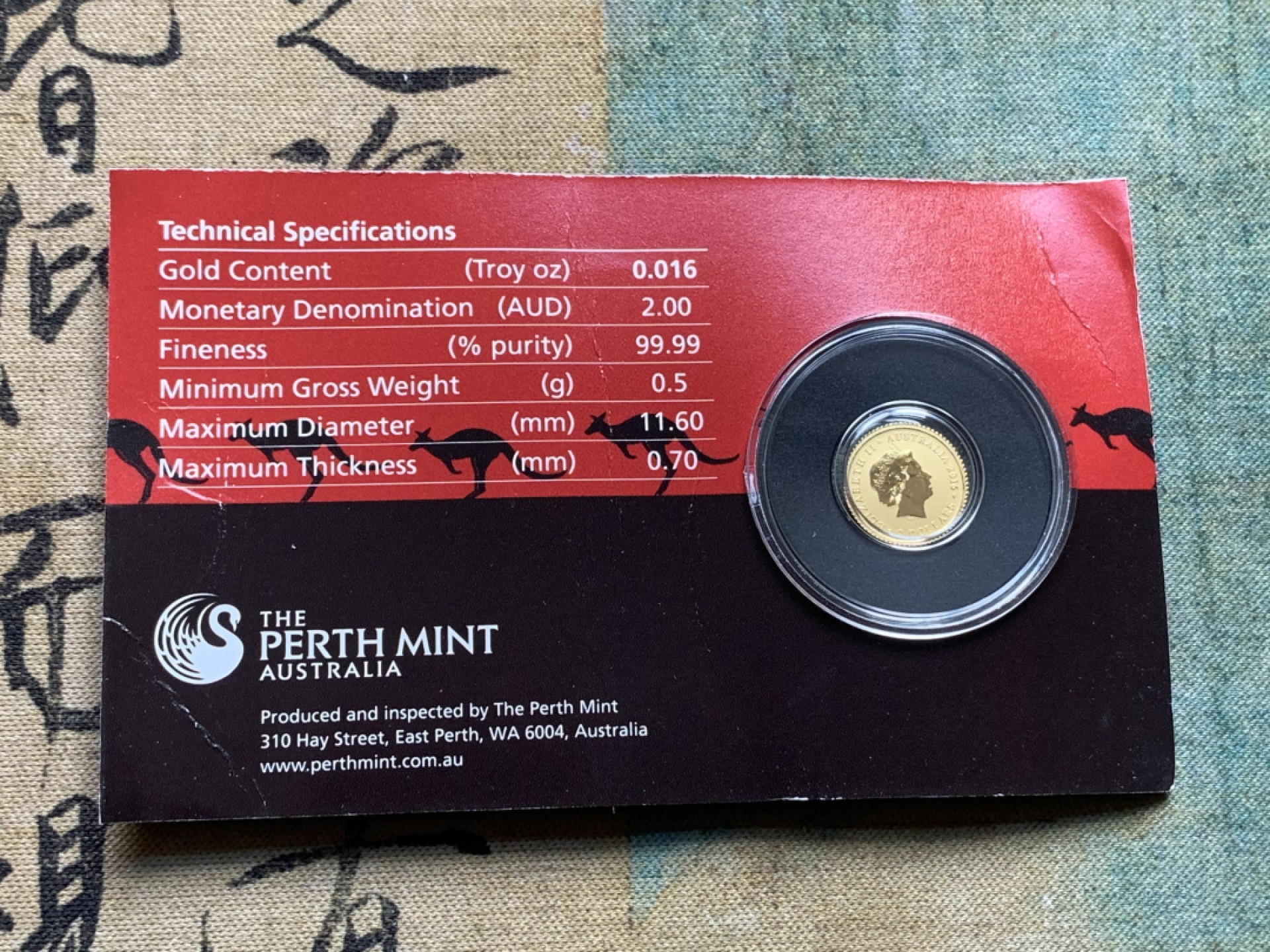 《竞宝斋》第111场-周日，周一 ，2场连拍（全场包邮） 2016年 澳大利亚 0.5克 袋鼠 小金币