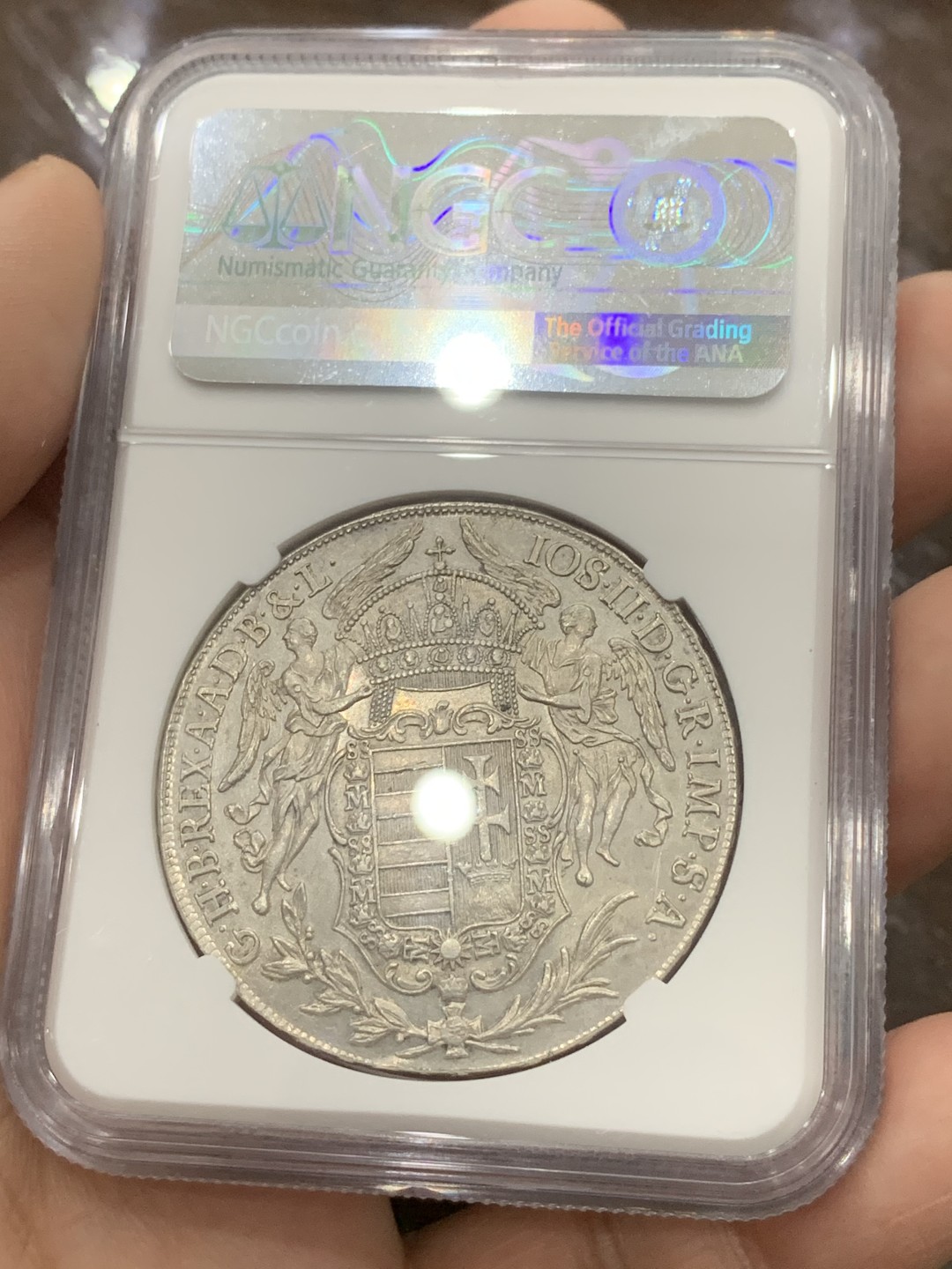 《竞宝斋》第111场-周日，周一 ，2场连拍（全场包邮） NGC-AUD 神圣罗马帝国 匈牙利 1783约瑟夫二世 1泰勒银币 实物状态很好 这个状态给AU 没法形容