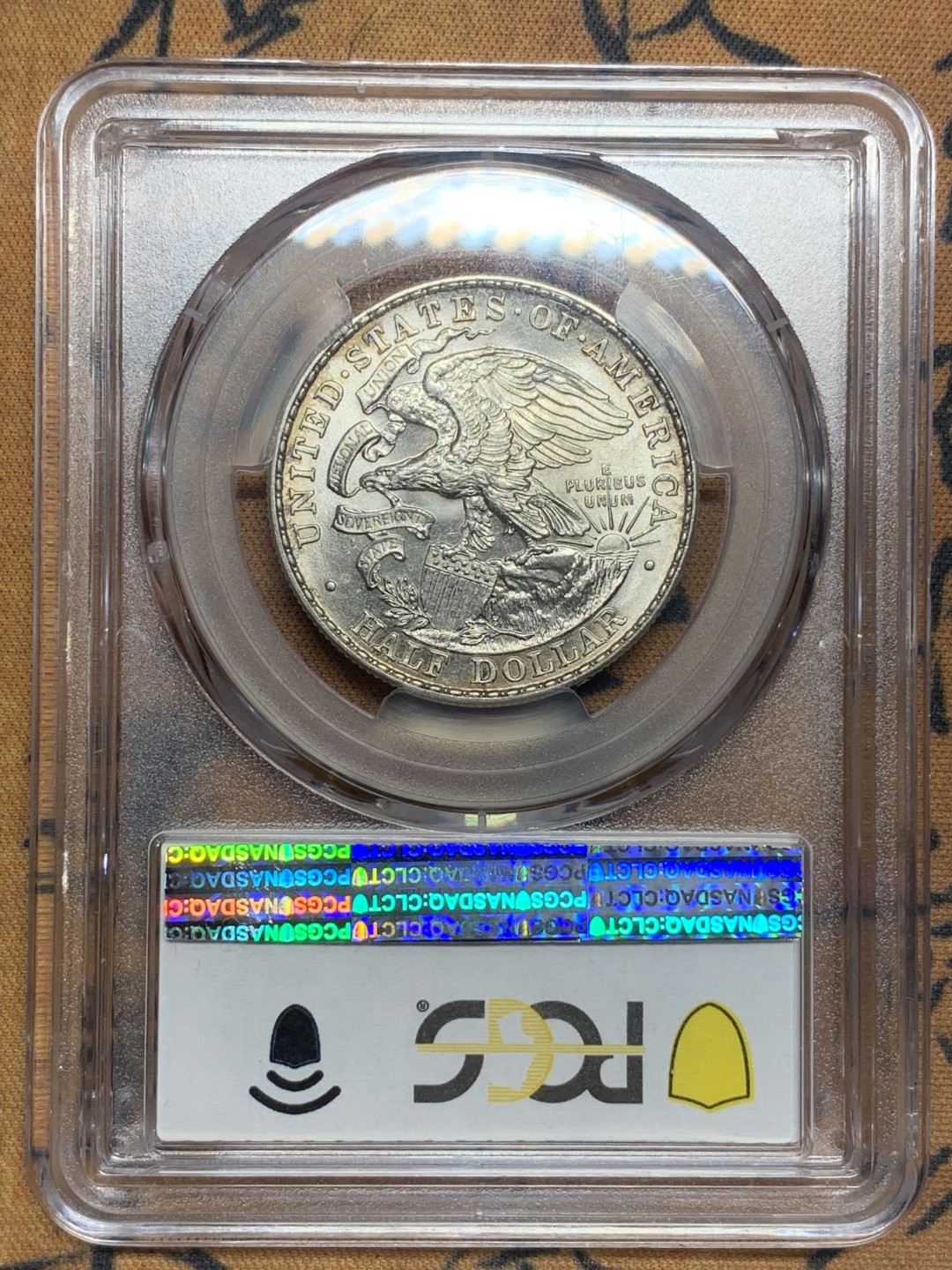 《竞宝斋》第111场-周日，周一 ，2场连拍（全场包邮） PCGS MS65 原光高分带彩美国1918年林肯半美元纪念银币 极好