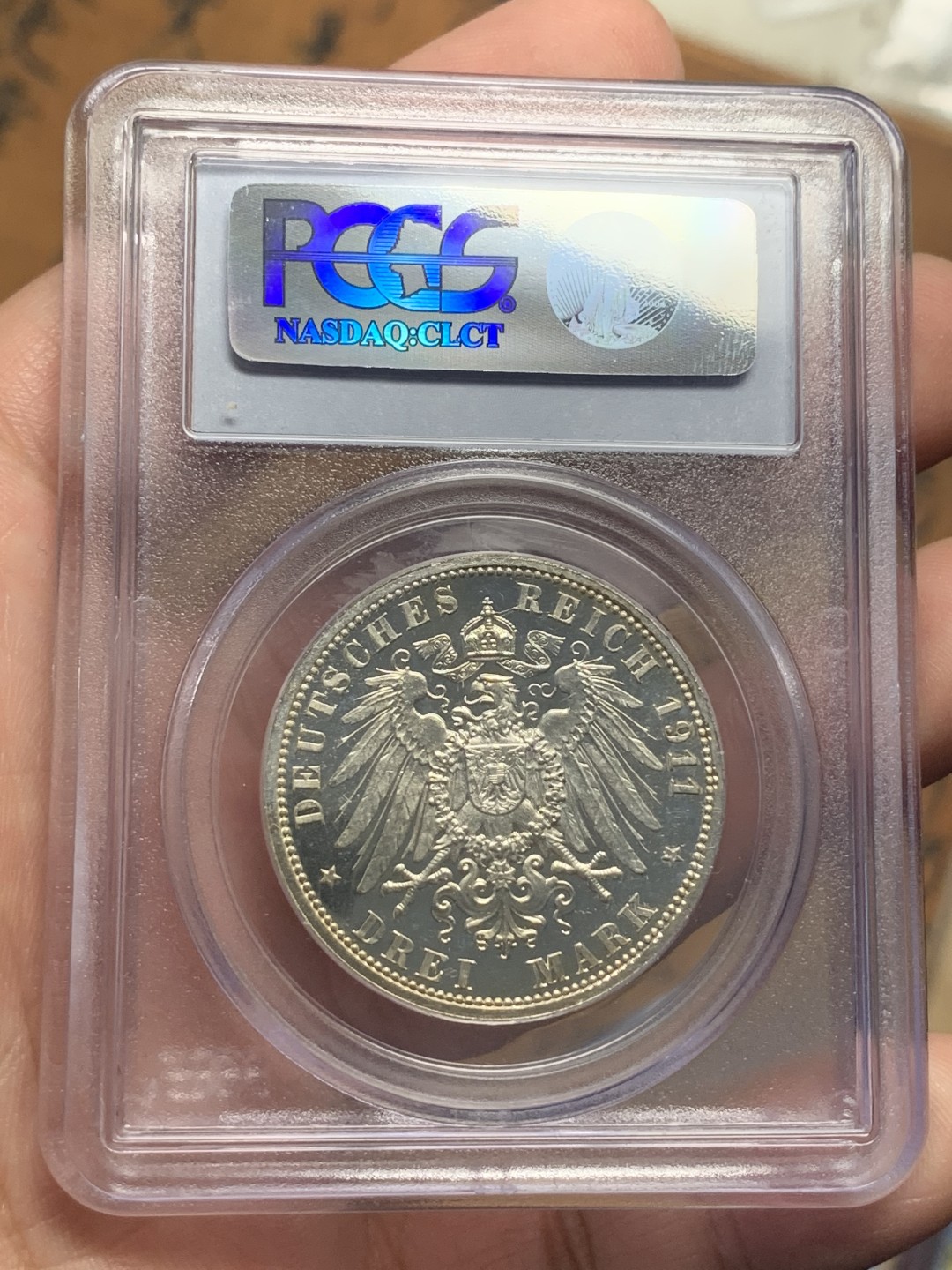 《竞宝斋》第111场-周日，周一 ，2场连拍（全场包邮） PCGS-PR63,德国1911年安哈特德绍3马克精制银币，共2个年份1911发行少