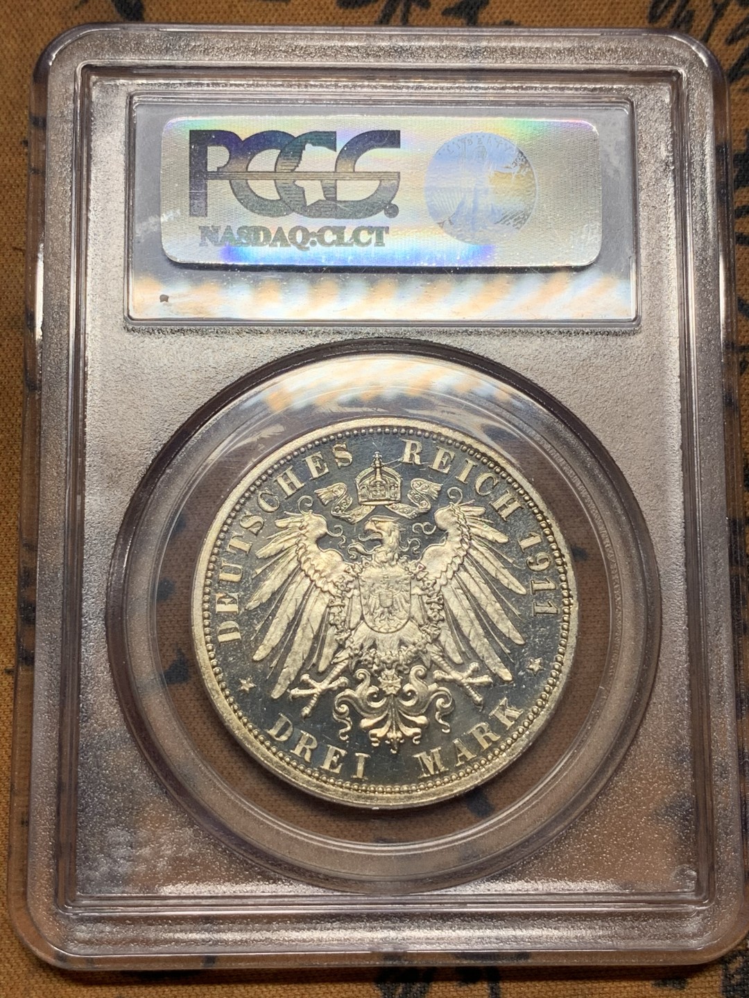 《竞宝斋》第111场-周日，周一 ，2场连拍（全场包邮） PCGS-PR63,德国1911年安哈特德绍3马克精制银币，共2个年份1911发行少