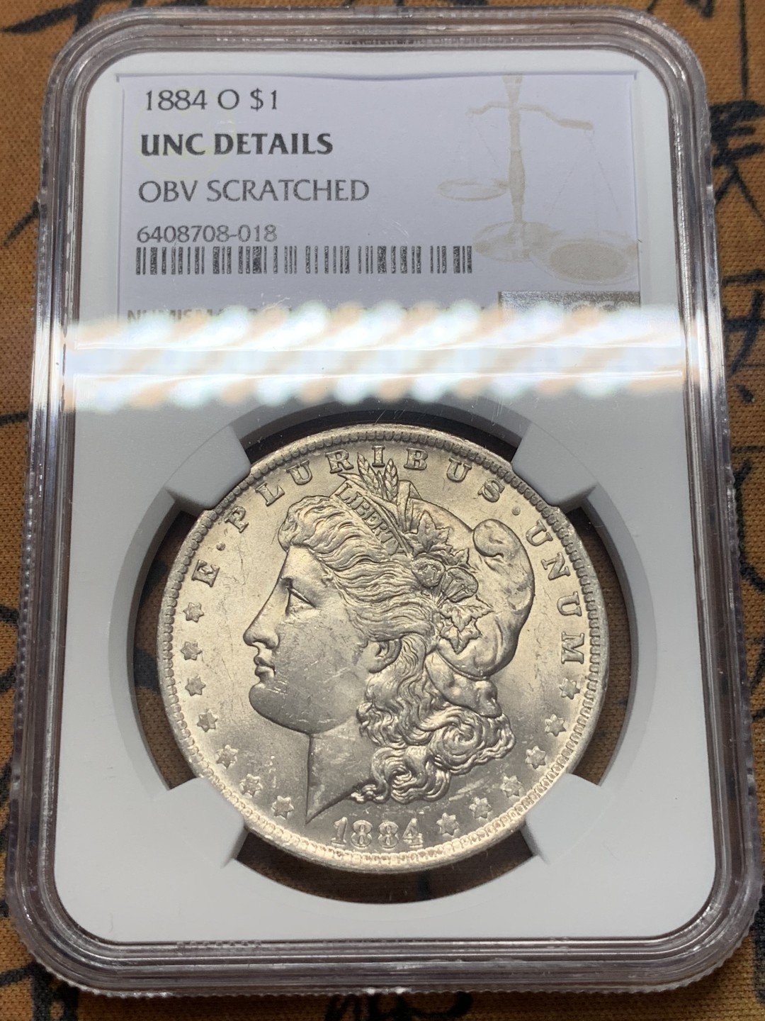 《竞宝斋》第111场-周日，周一 ，2场连拍（全场包邮） NGC-UNC 美国1884-O年 摩根一元大银币 原光好品