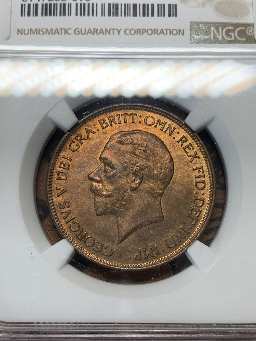 《竞宝斋》第111场-周日，周一 ，2场连拍（全场包邮） NGC-MS64RB 1930年 乔五1便士 光泽非常好的铜币 30年流通充分 定价比36年末年高很多